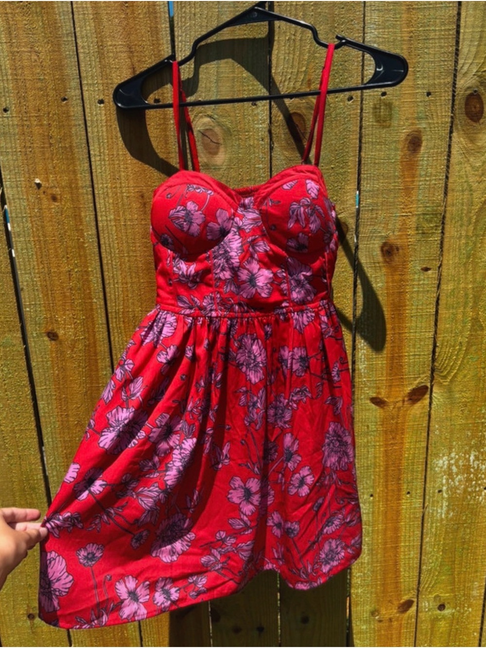 Floral Red Sundress with Pink Flower Print